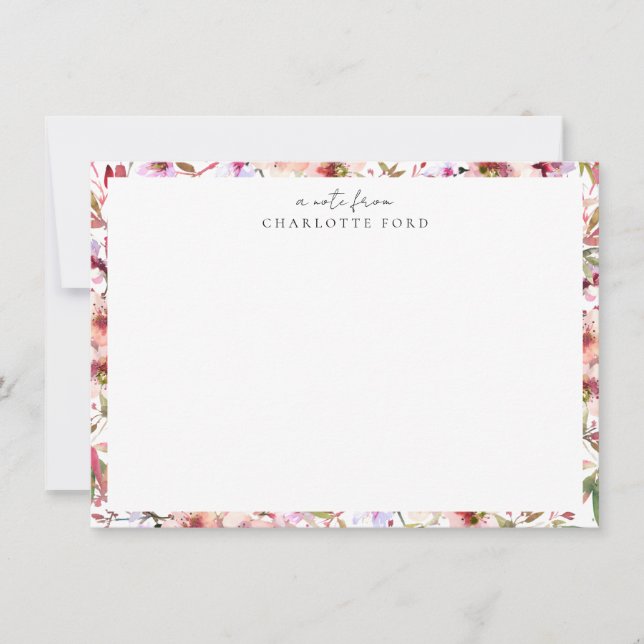 Tarjeta Pequeña Marco floral de flores de cerezos rosados de Rubor (Anverso)