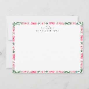 Tarjeta Pequeña Marco floral femenino Rubor Pink Peony Rosa Girly