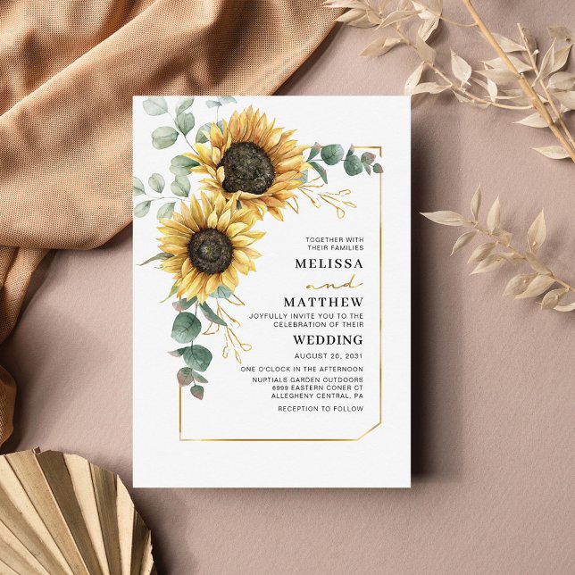 Tarjeta Pequeña Marco geométrico de oro de Eucalipto de girasol (Subido por el creador)