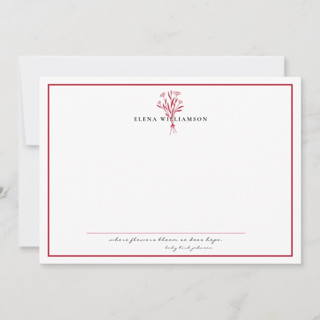 Tarjeta Pequeña Marco rojo moderno - Flores y esperanza personaliz (Anverso)