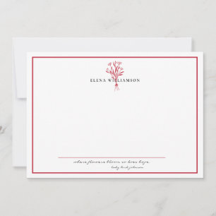 Tarjeta Pequeña Marco Rojo Moderno - Flores y Esperanza Personaliz