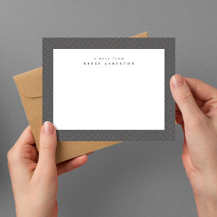 Tarjeta Pequeña Marco tuiteado clásico de arenque gris simple