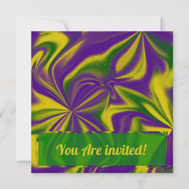 Tarjeta Pequeña Mardi Gras Swirls (Anverso)