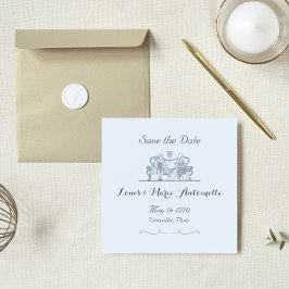 Tarjeta Pequeña Marie Antoinette Rococo Dusty Blue Save the Date