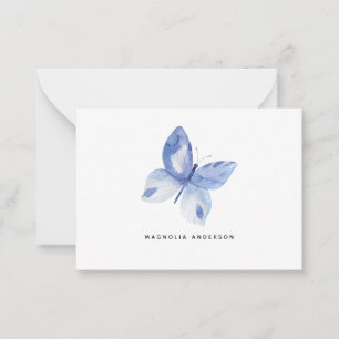 Tarjeta Pequeña Mariposa azul acuarela personalizada