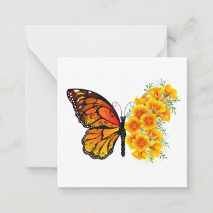 Tarjeta Pequeña Mariposa de flores con amapola amarilla de Califor