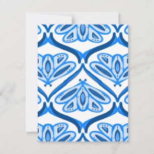 Tarjeta Pequeña Mariposa de Polilla Azul Acuarela Parece Blanca Bo