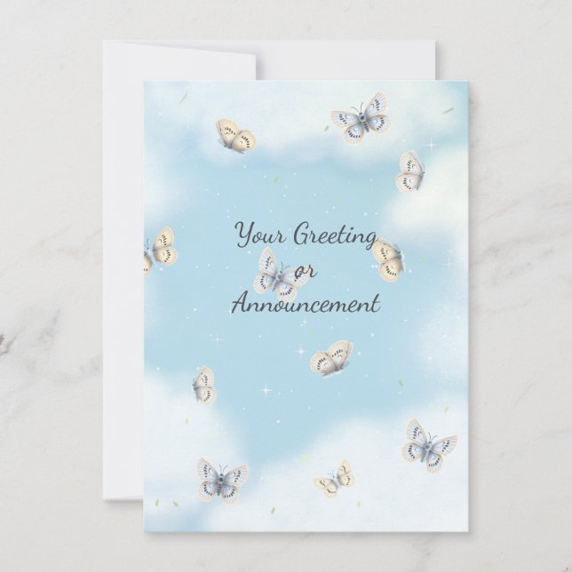 Tarjeta Pequeña Mariposa enjambre en Personalizado Dreamy Blue Sky (Anverso)