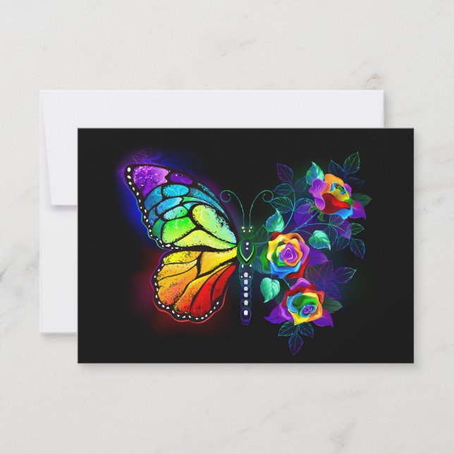 Tarjeta Pequeña Mariposa florida arcoiris (Anverso)