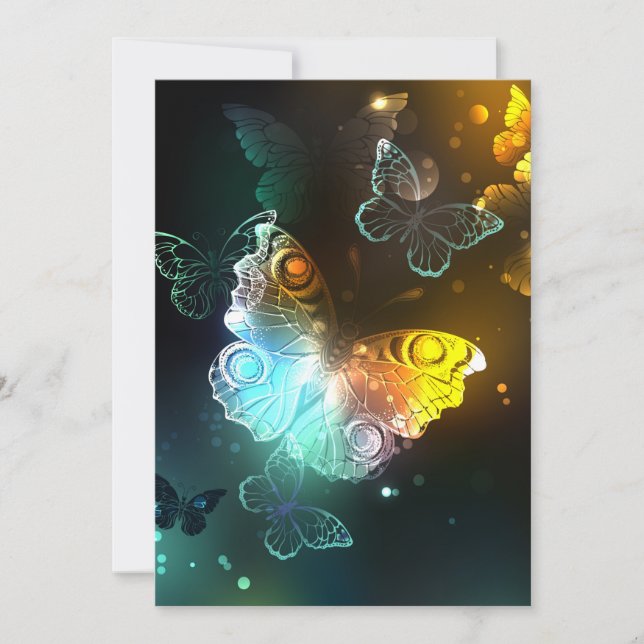 Tarjeta Pequeña Mariposa luminosa y mariposas nocturnas (Anverso)