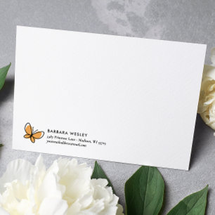 TARJETA PEQUEÑA MARIPOSA NARANJA DOODLE MONOGRAMA CAPRICHOSA