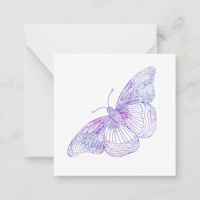 Tarjeta Pequeña Mariposa Violeta de Acuarela (Anverso)