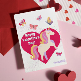 Tarjeta Pequeña Mariposas de unicornio felices Día de San Valentín