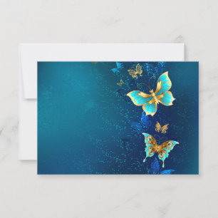 Tarjeta Pequeña Mariposas doradas sobre fondo azul