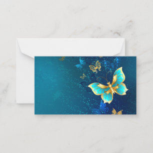Tarjeta Pequeña Mariposas doradas sobre fondo azul