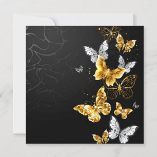 Tarjeta Pequeña Mariposas doradas y blancas