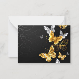 Tarjeta Pequeña Mariposas doradas y blancas