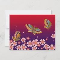 Mariposas japonesas en medio del Sakura florecen e
