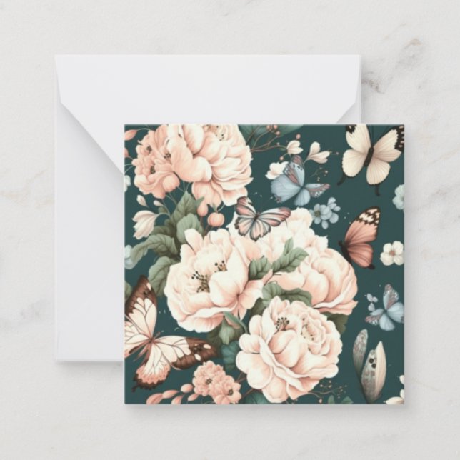 Tarjeta Pequeña Mariposas y flores (Anverso)