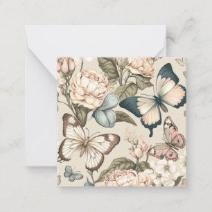 Tarjeta Pequeña Mariposas y flores pastel