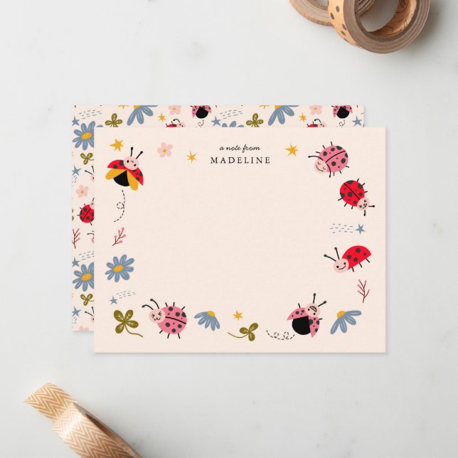 Tarjeta Pequeña Mariquitas Lindas para Niños (Anverso/Reverso In Situ)