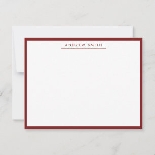 Tarjeta Pequeña Maroon Borgoña Línea Simple Moderna Elegante