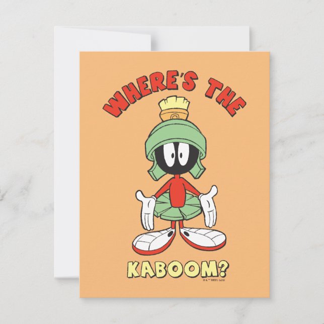 Tarjeta Pequeña MARVIN THE MARTIAN™ ¿Dónde está el Kaboom? (Anverso)