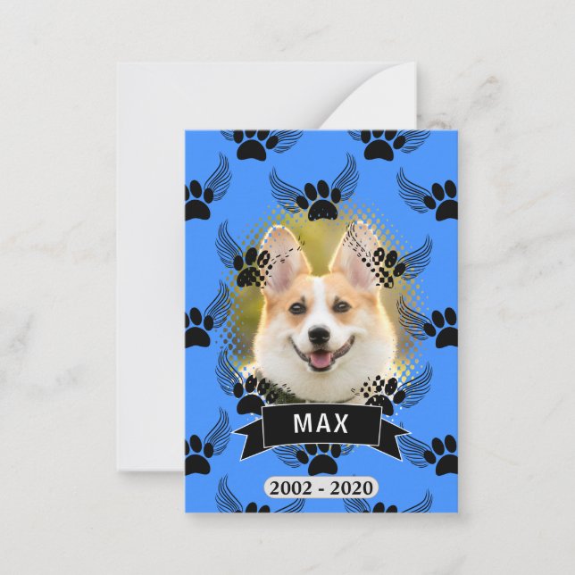 Tarjeta Pequeña Mascota de perro Personalizado azul (Anverso)