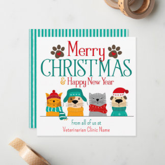 Tarjeta Pequeña Mascota Navidades de negocios perro gato