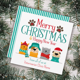 Tarjeta Pequeña Mascota Navidades de negocios perro gato