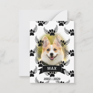 Tarjeta Pequeña Mascota Perro Personalizado Monumento Negro Y Blan