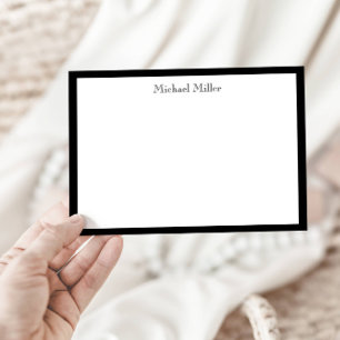 Tarjeta Pequeña Masculina de marco simple, plana en blanco/negro