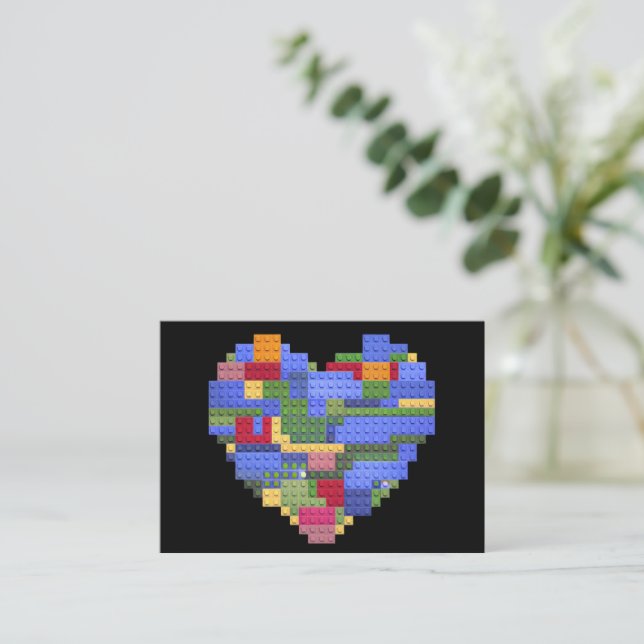 Tarjeta Pequeña Master Builder Block Ladrillo Building Heart Valen (Anverso de pie)