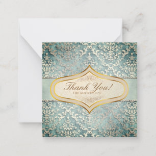 Tarjeta Pequeña Matrimonio Glimmer Damask Verde Sage