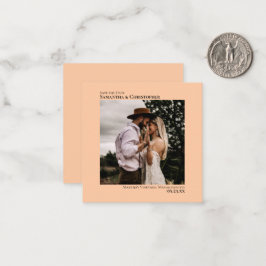 Tarjeta Pequeña Matrimonio Mínimo Simple Peach Save the Date Mini
