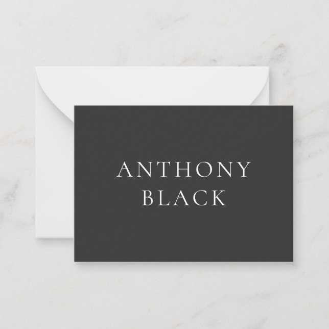 Tarjeta Pequeña Matte Black Minimalist Plain Elegant Classical (Anverso)