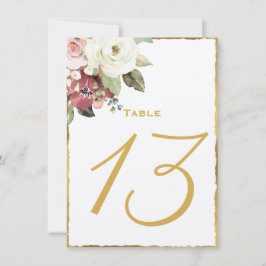 Tarjeta Pequeña Mauve Florals Luxe Gold Edge número de mesa