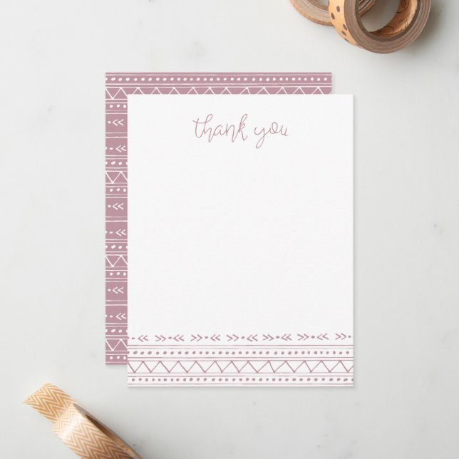 Tarjeta Pequeña Mauve Modern Boho Gracias (Anverso/Reverso In Situ)