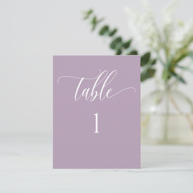 Tarjeta Pequeña Mauve Purple Modern Table Number (Número de tabla  (Anverso de pie)