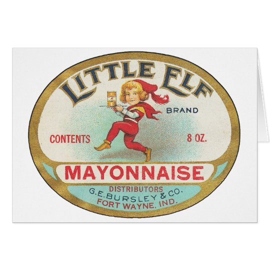 Tarjeta Pequeña mayonesa del duende - etiqueta del vintage