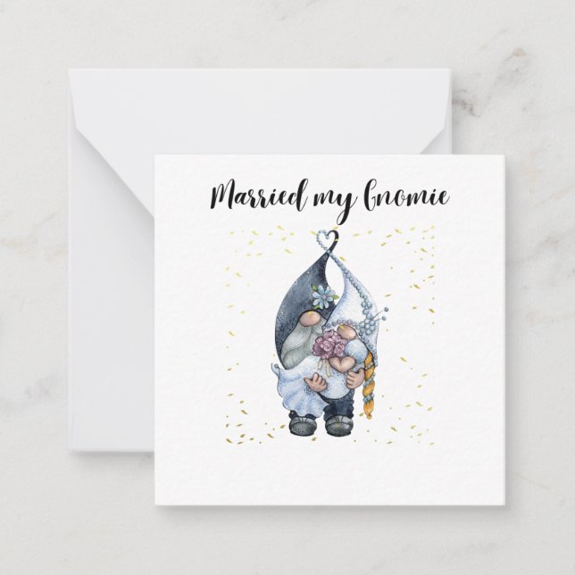 Tarjeta Pequeña Me casé con mi Gnomie (Anverso)
