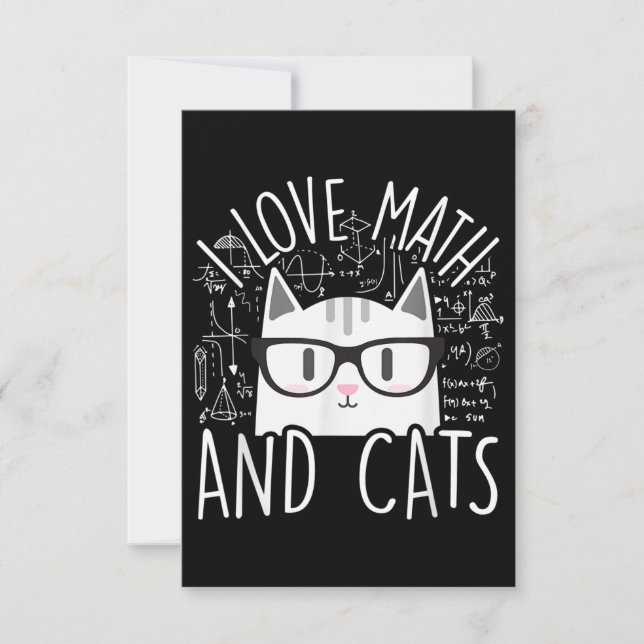 Tarjeta Pequeña Me Encantan Las Matemáticas Y Los Gatos Cuidados G (Anverso)
