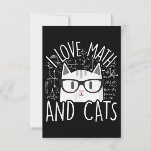Tarjeta Pequeña Me Encantan Las Matemáticas Y Los Gatos Cuidados G