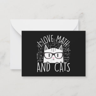 Tarjeta Pequeña Me Encantan Las Matemáticas Y Los Gatos Cuidados G