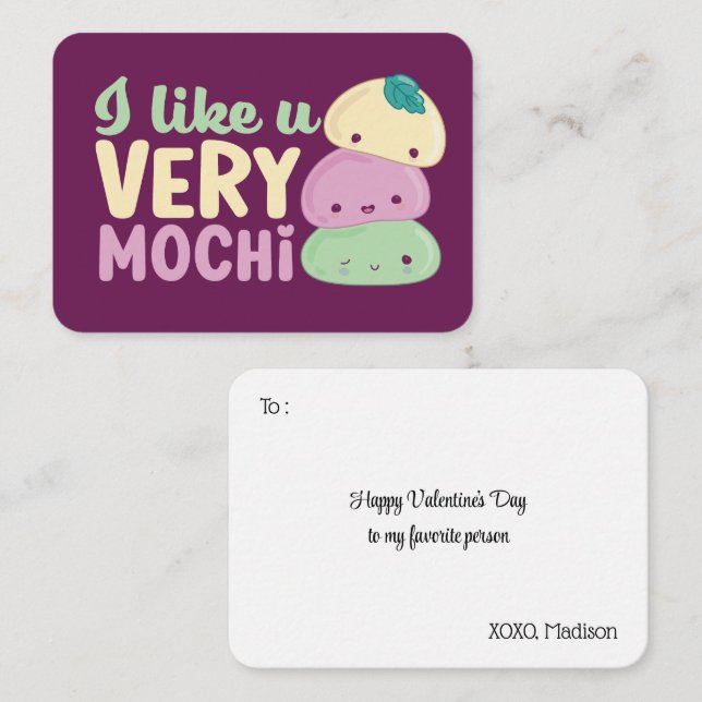 Tarjeta Pequeña Me Gustas Muy Mochi El día de San Valentín Infanti (Anverso / Reverso)