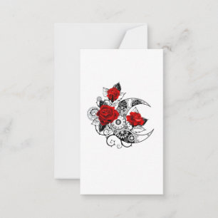 Tarjeta Pequeña Media luna mecánica con rosas rojas