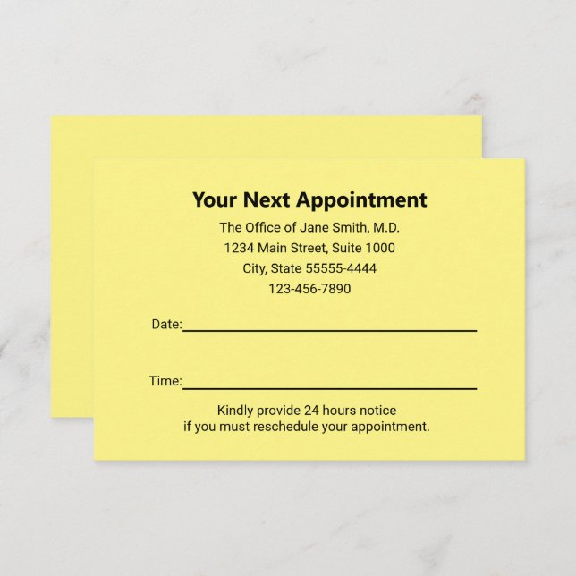Tarjeta Pequeña Medical Doctor Your Next Appointment Reminder (Anverso / Reverso)
