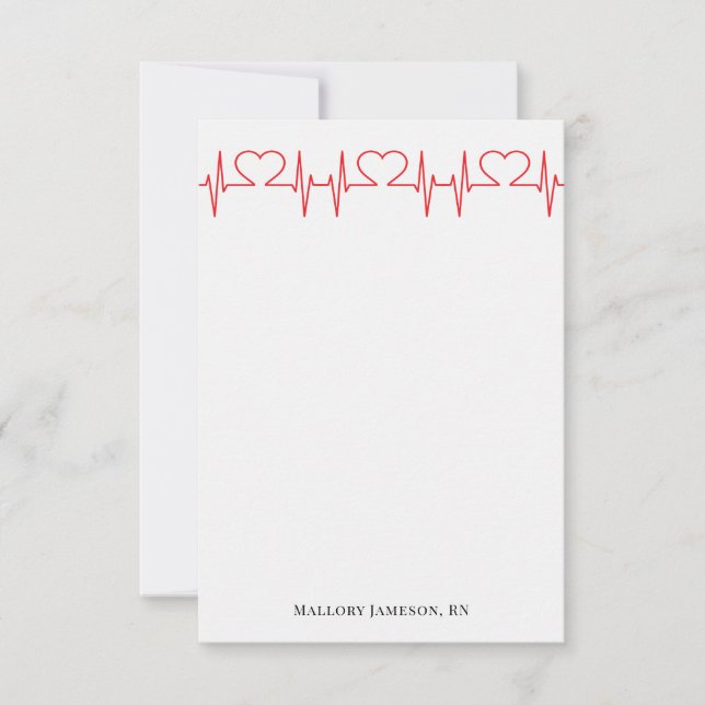 Tarjeta Pequeña Médico simple y personalizado del corazón (Anverso)