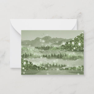 Tarjeta Pequeña Medios mixtos del paisaje del lago de los bosques 