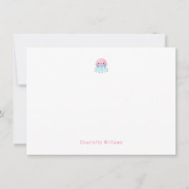 Tarjeta Pequeña Medusa Rosa Adorable con Nombre Personalizado para